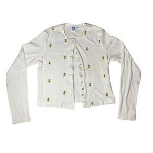 Vintage white sunflower embroidered cardigan